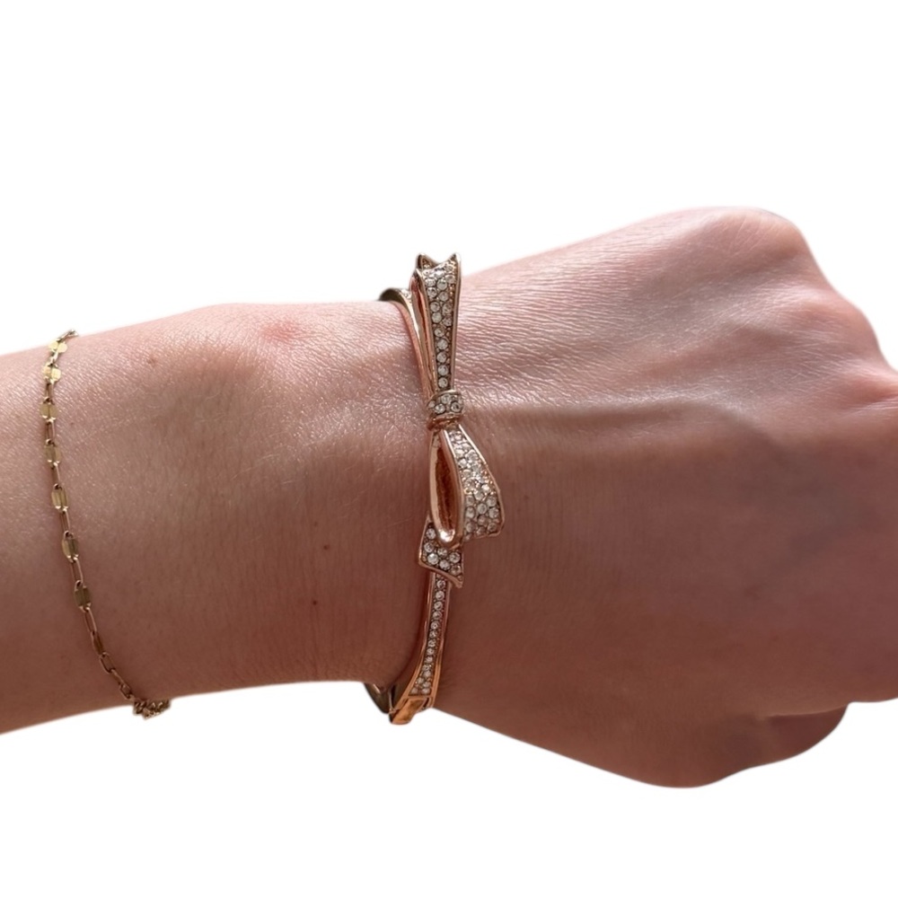 KATE SPADE Rose Gold Crystal Bow Bangle Bracelet